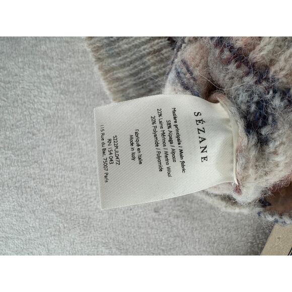 Sezane Zenia Sweater Ivory Wool Alpaca Blue Tan Stripe Pullover Knit XS S - Picture 5 of 9